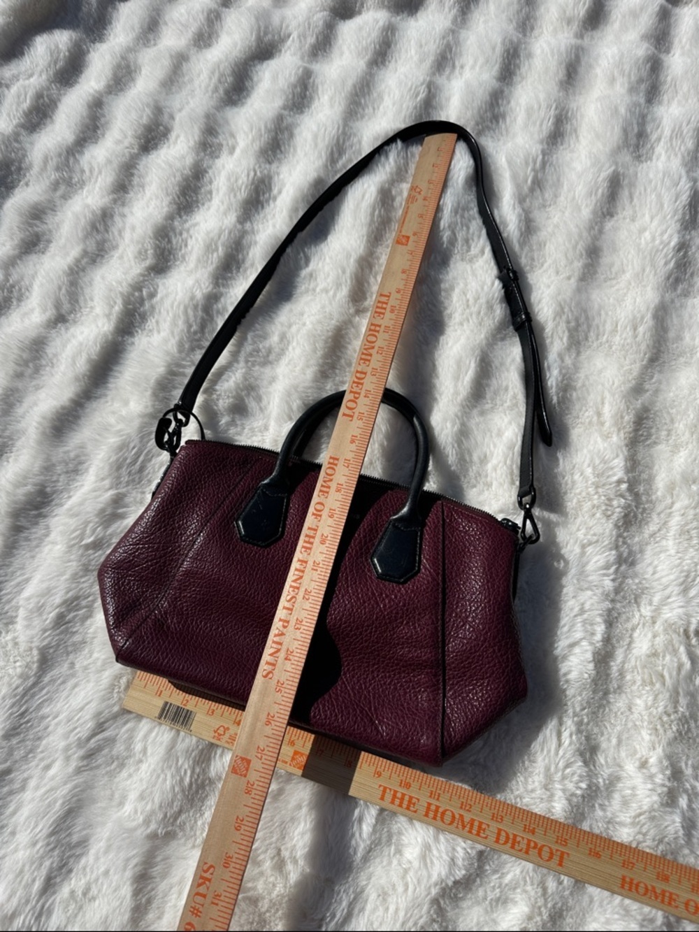 Michael Kors Campbell satchel pebbled burgandy crossbody black trim - Picture 4 of 14